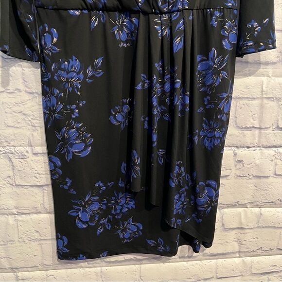 Studio One New York Black Floral Print Shift Dress Size Large - Picture 4 of 9